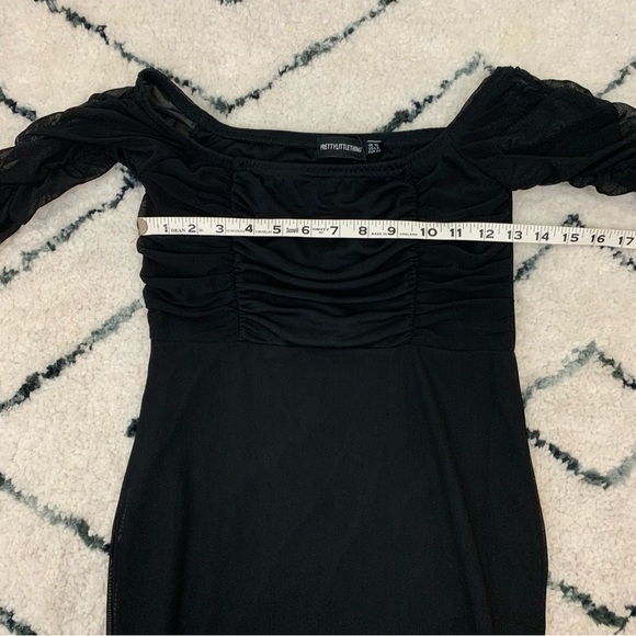 NWT PrettyLittleThing Black mesh Bodycon long sleeve mini dress - Picture 6 of 9